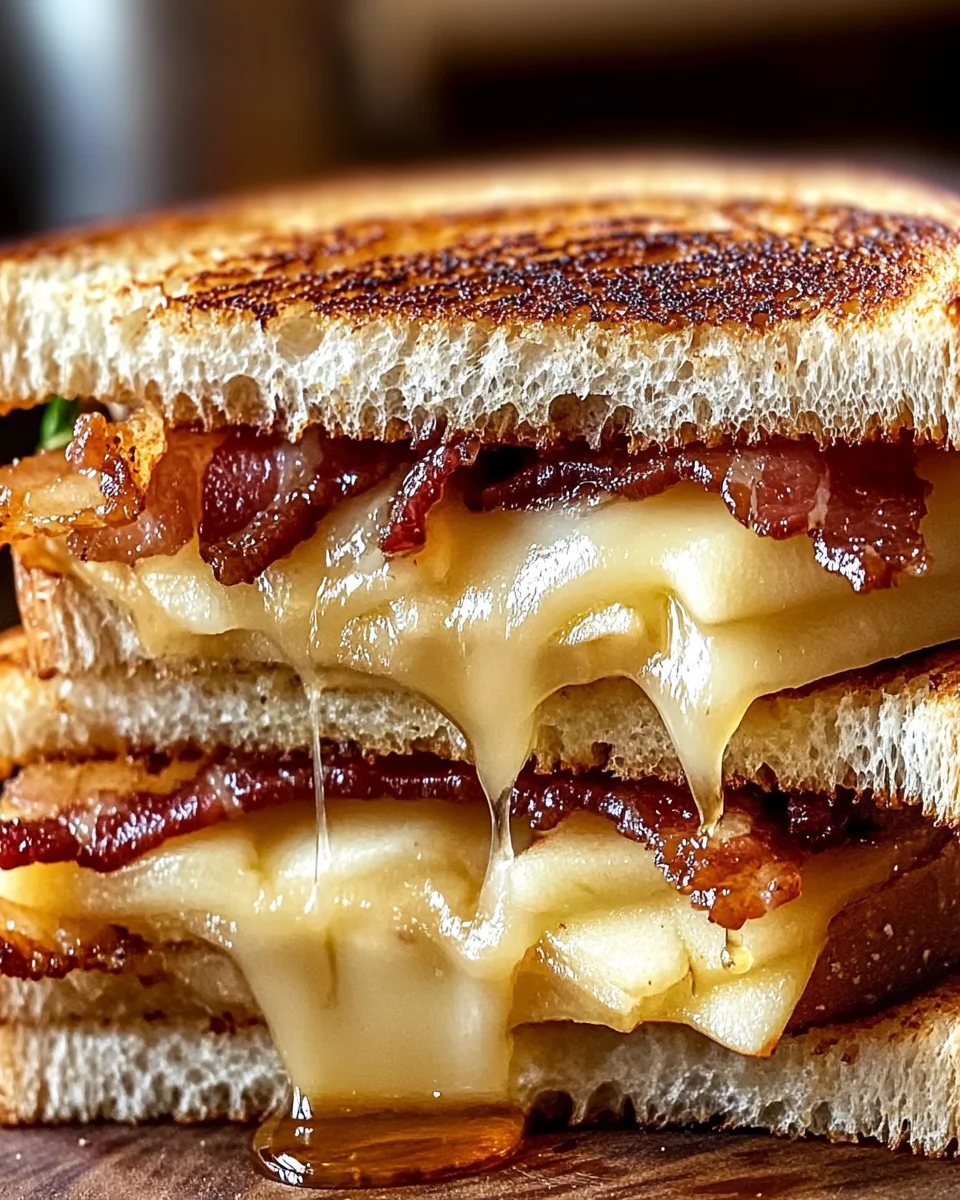 Hot Honey Apple Cheddar Beef Bacon Grilled Cheese