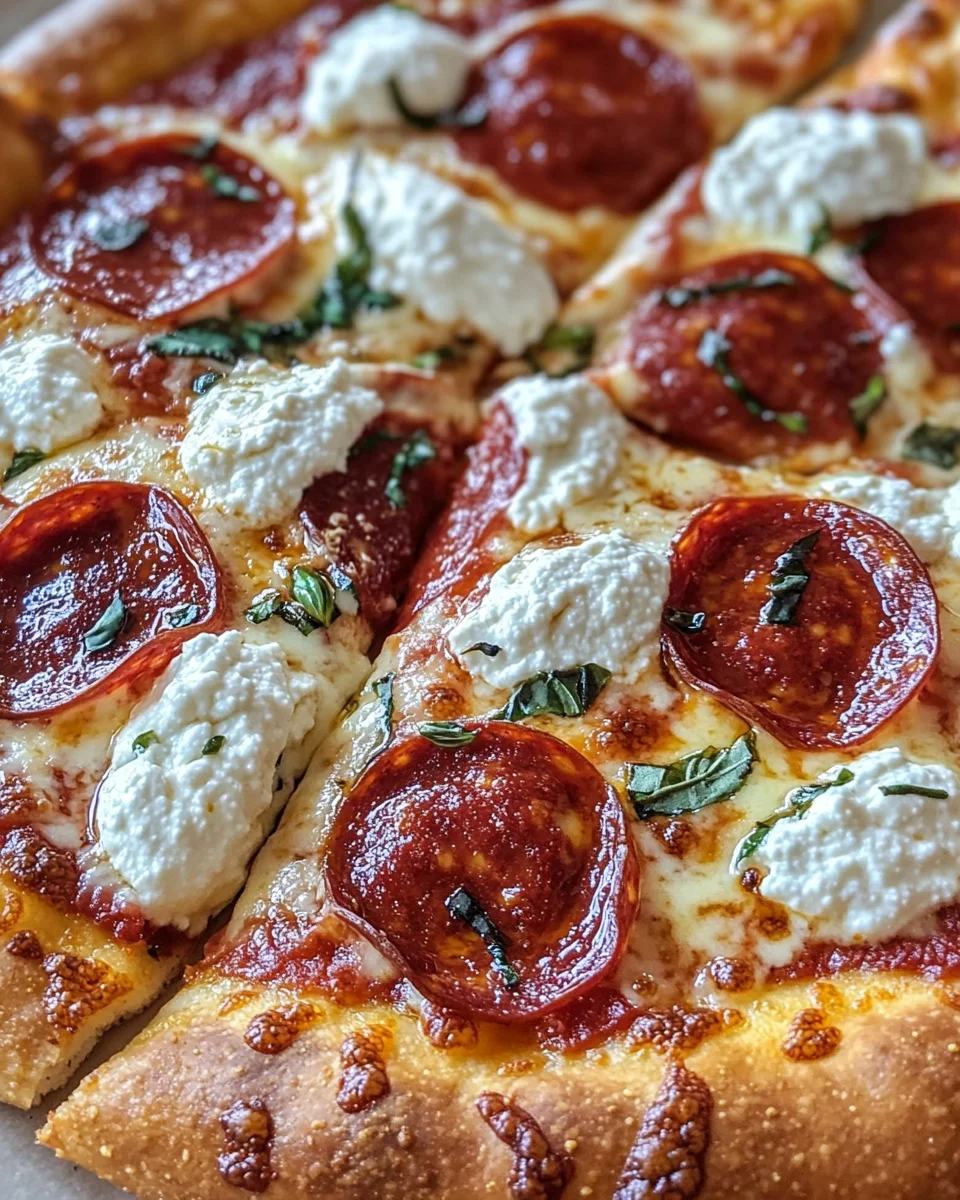 Hot Honey Beef Pepperoni Ricotta Pizza