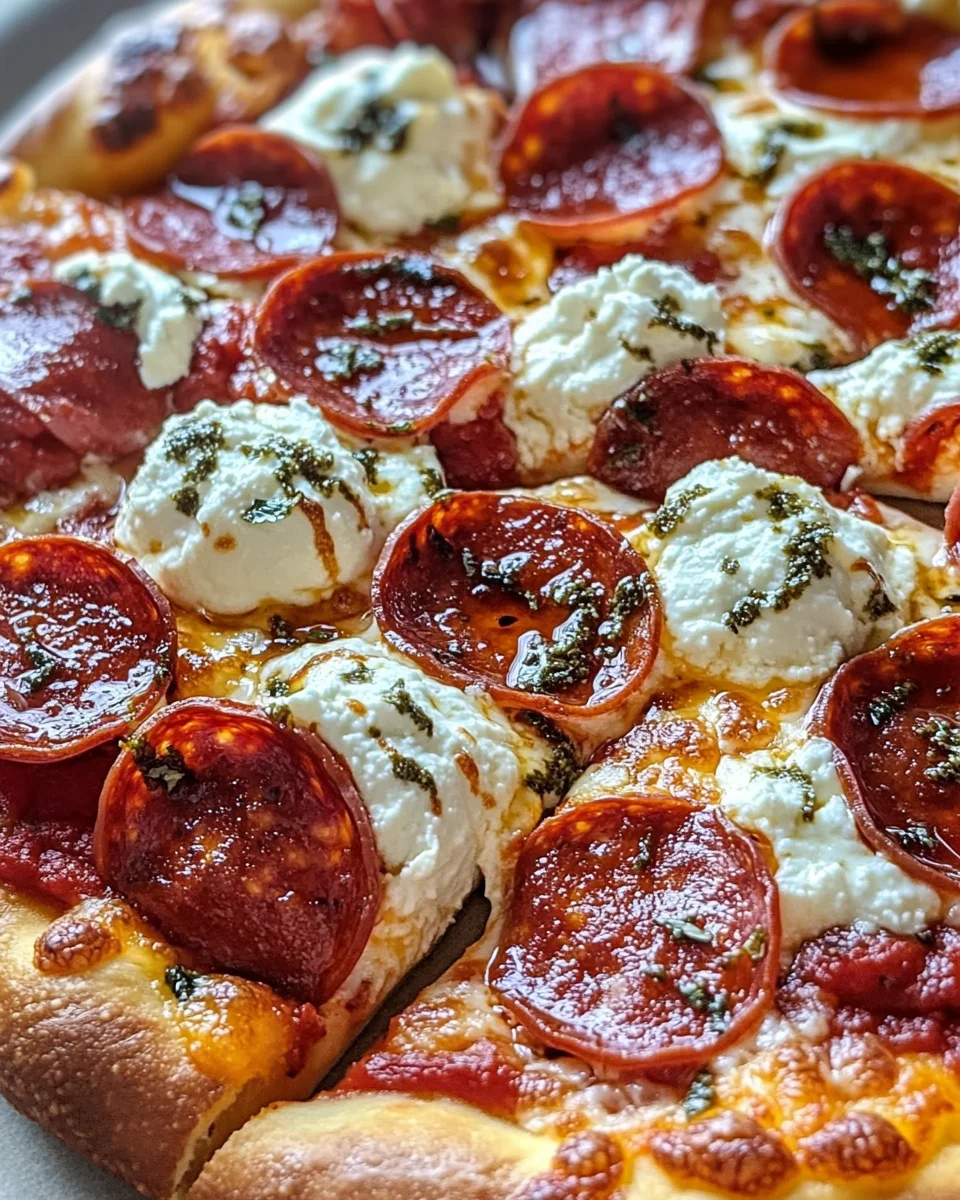 Hot Honey Beef Pepperoni Ricotta Pizza