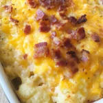 Loaded Cauliflower Casserole with Cheese and Bacon | KETO