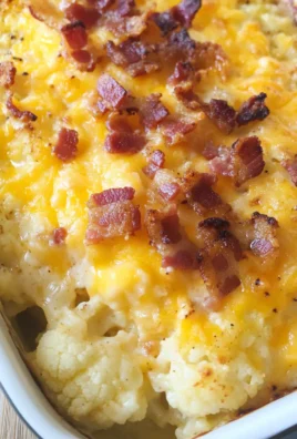 Loaded Cauliflower Casserole with Cheese and Bacon | KETO