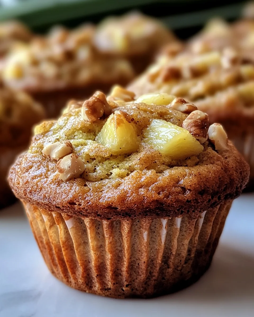 Pineapple Walnut Zucchini Muffins