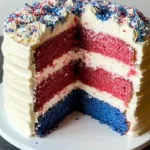 Red White and Blue Cake with Semi-Naked Icing