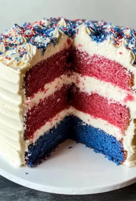 Red White and Blue Cake with Semi-Naked Icing