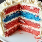 Red White and Blue Cake with Semi-Naked Icing