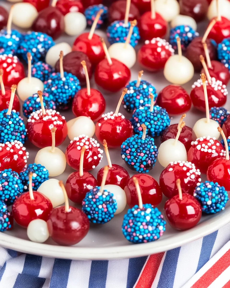 Red, White, and Blue Drunken Cherries