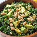 White Bean Kale Salad with Avocado and Lemon Vinaigrette
