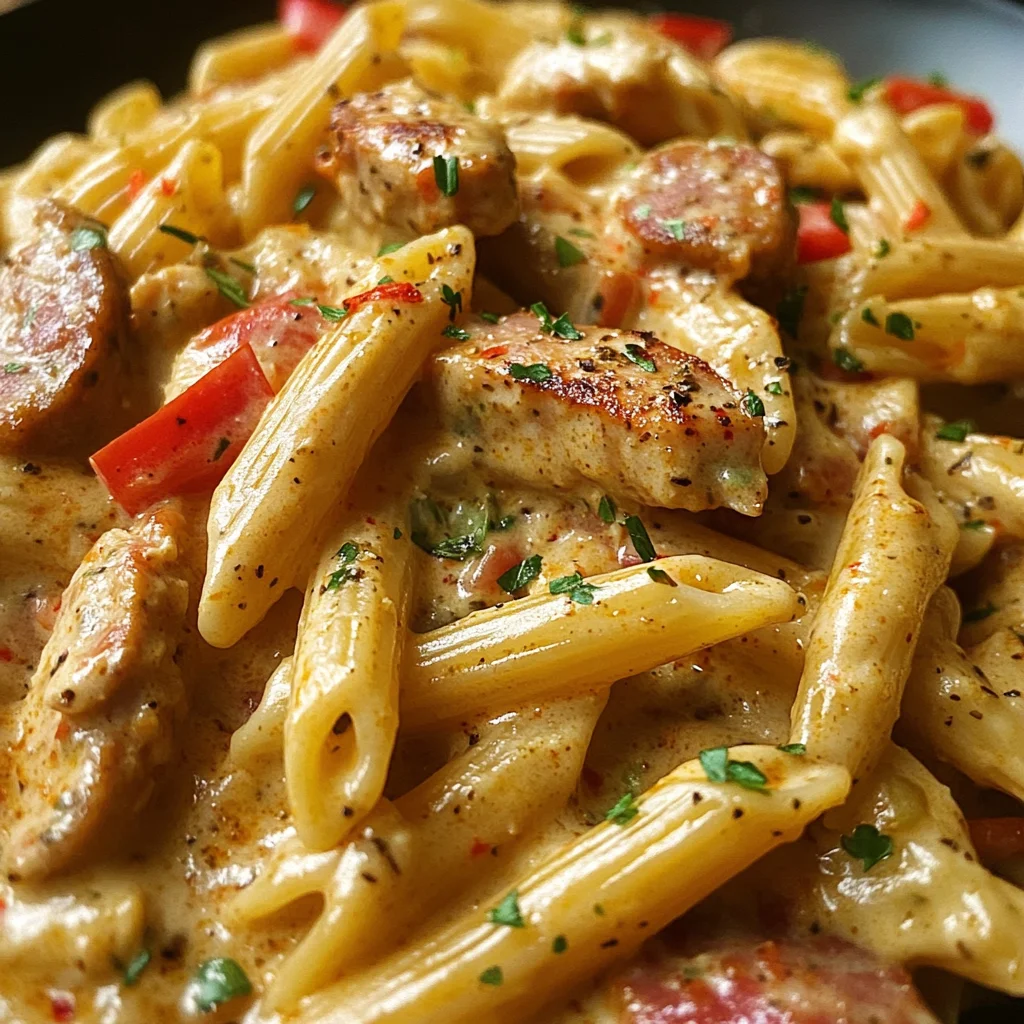 Creamy Pepper Jack Cajun Chicken And Sausage Pasta