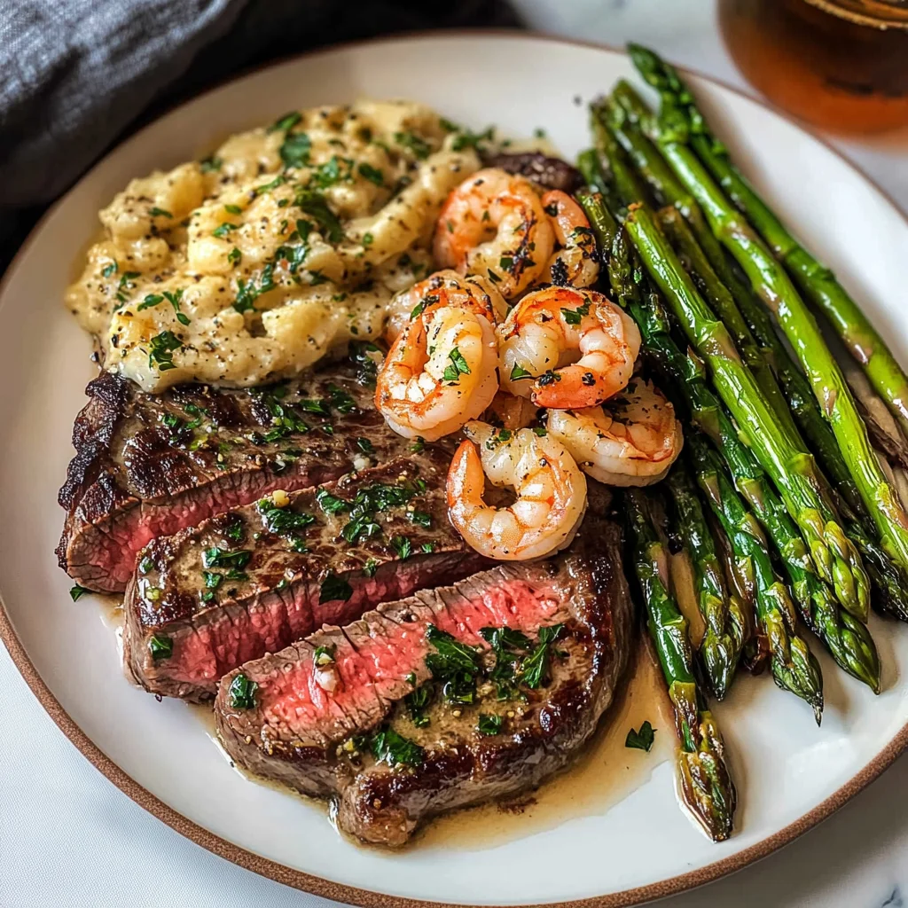 Garlic Butter Ribeye Steak And Shrimp