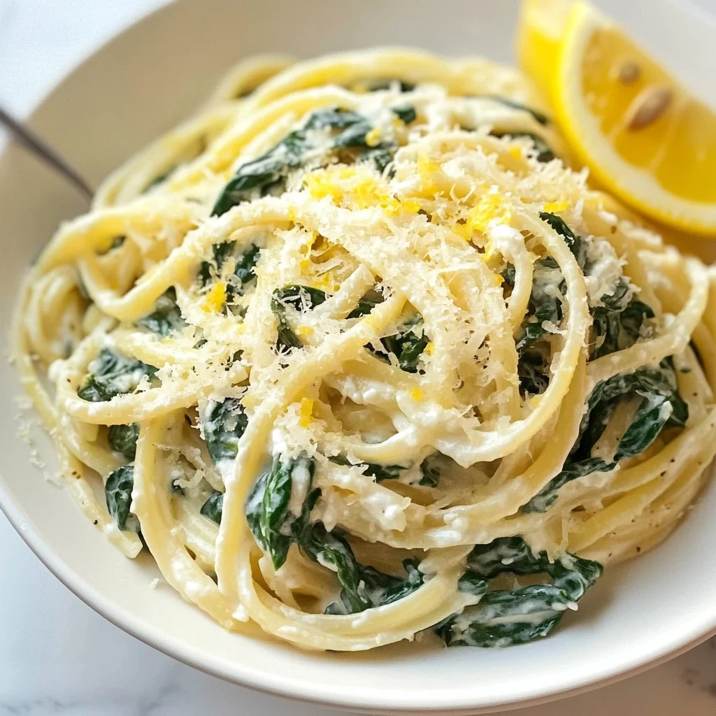 Lemon ricotta pasta & spinach