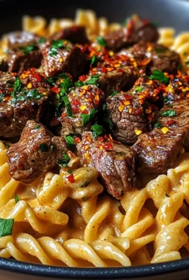 One-Pot Creamy Spicy Garlic Butter Steak & Pasta