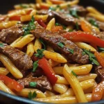 One-Skillet Spicy Honey Steak & Pasta