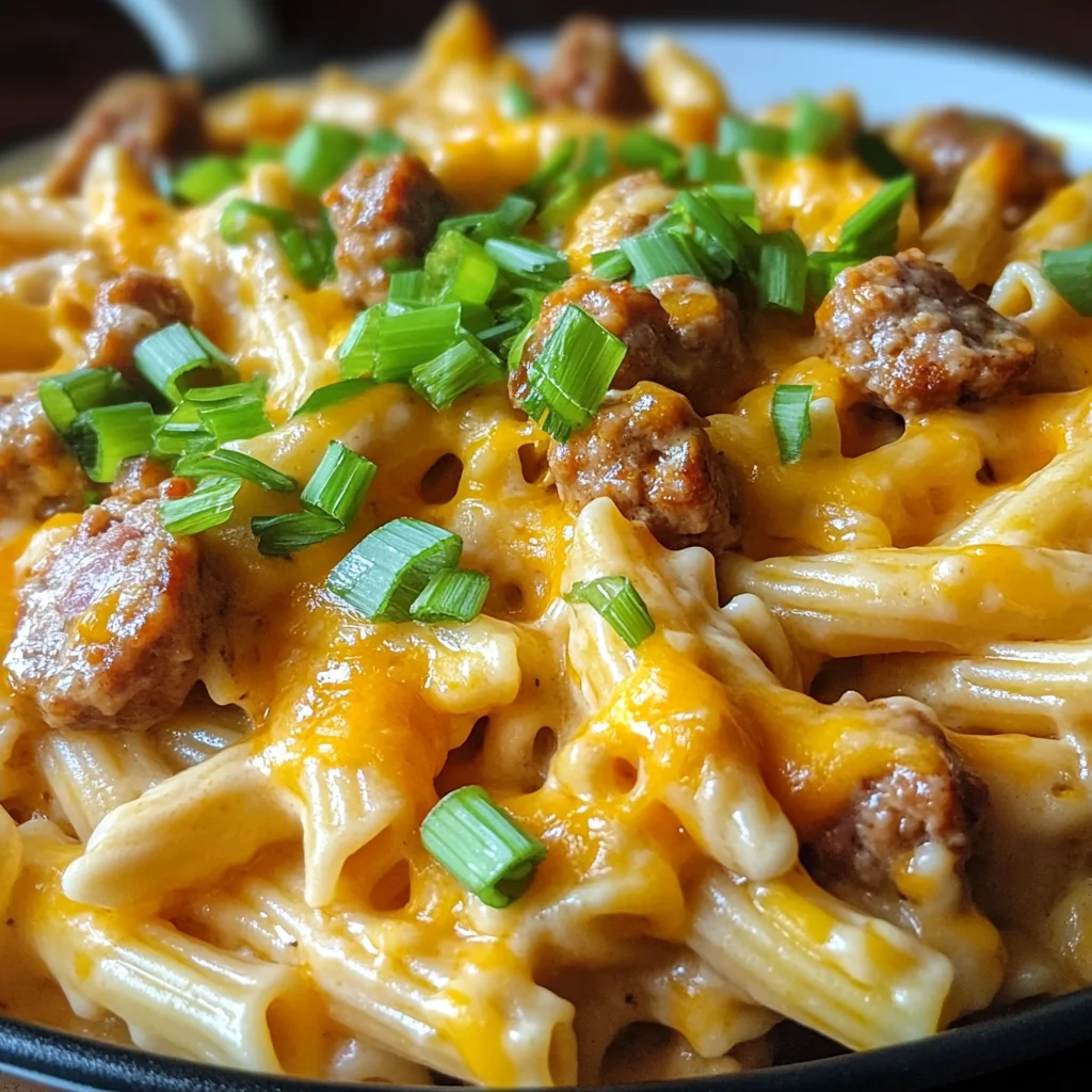 One Pan Creamy Tangy Ranch Buffalo Sausage Pasta