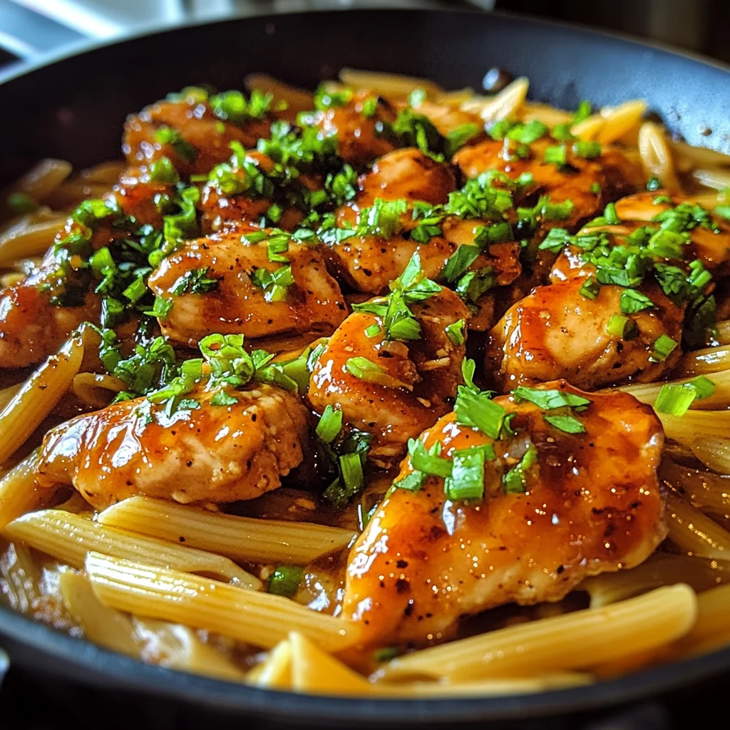 One Pan Sticky Honey Garlic Butter Chicken Pasta