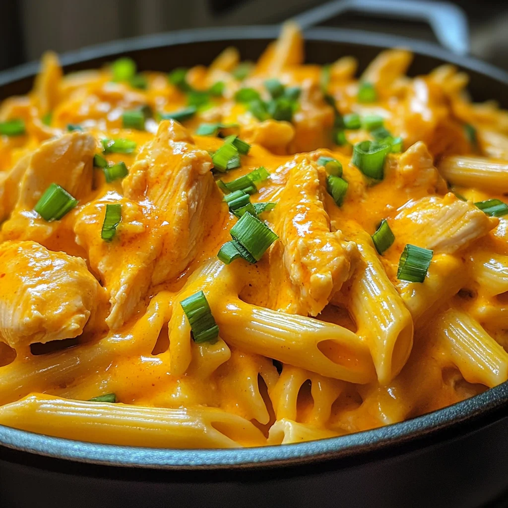 One Pot Creamy Buffalo Ranch Chicken Penne