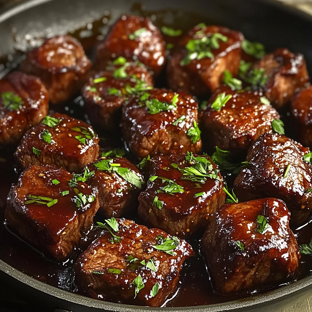 One Skillet Sweet and Smoky BBQ Steak Bites
