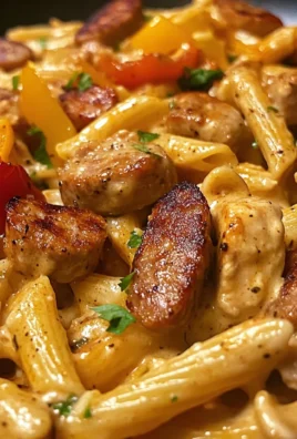 Spicy Creamy Cajun Sausage & Chicken Pasta Skillet