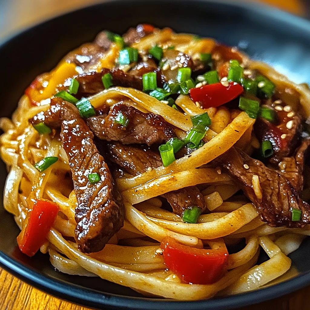 Sweet and Spicy Garlic Steak Pasta