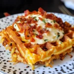Bacon and Cheese Loaded Hashbrown Waffles
