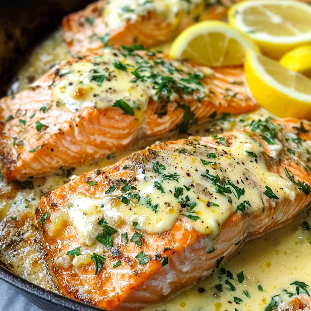 Baked Salmon with Lemon Butter Cream Sauce