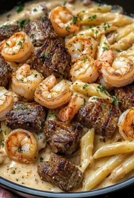 Blackened Steak and Shrimp Alfredo