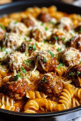 Cheesy One-Pan Honey BBQ Meatball Pasta