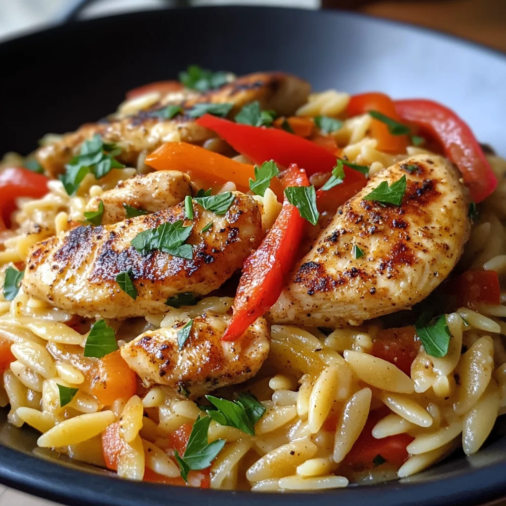 Creamy Cajun Garlic Butter Chicken Orzo