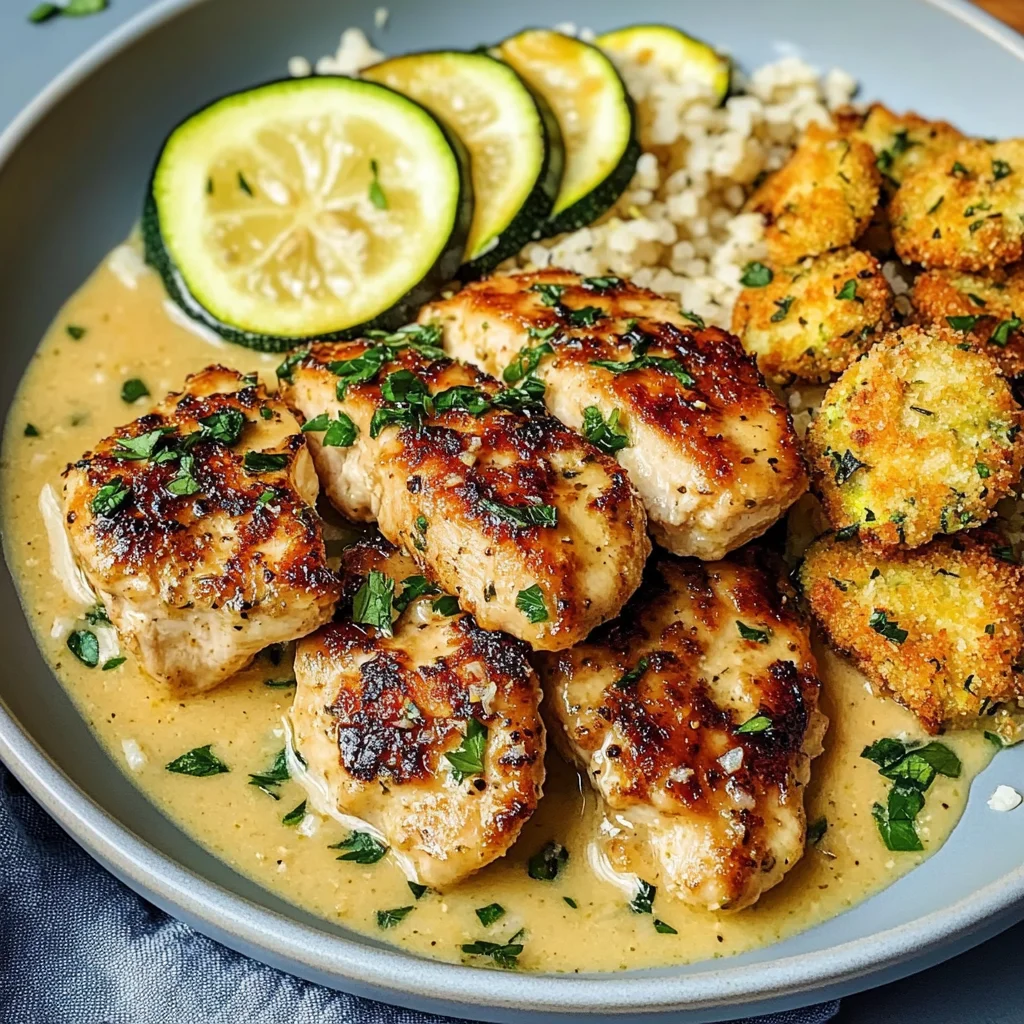 Creamy Lemon Butter Chicken with Crispy Zucchini Delight