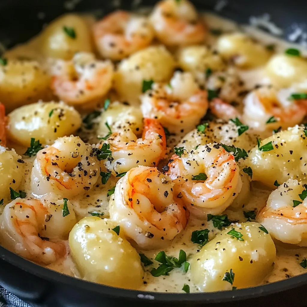 Creamy Shrimp and Gnocchi with Garlic Parmesan