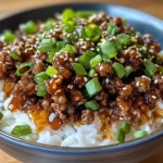 Crispy Honey Garlic Ground Beef Rice Bowl
