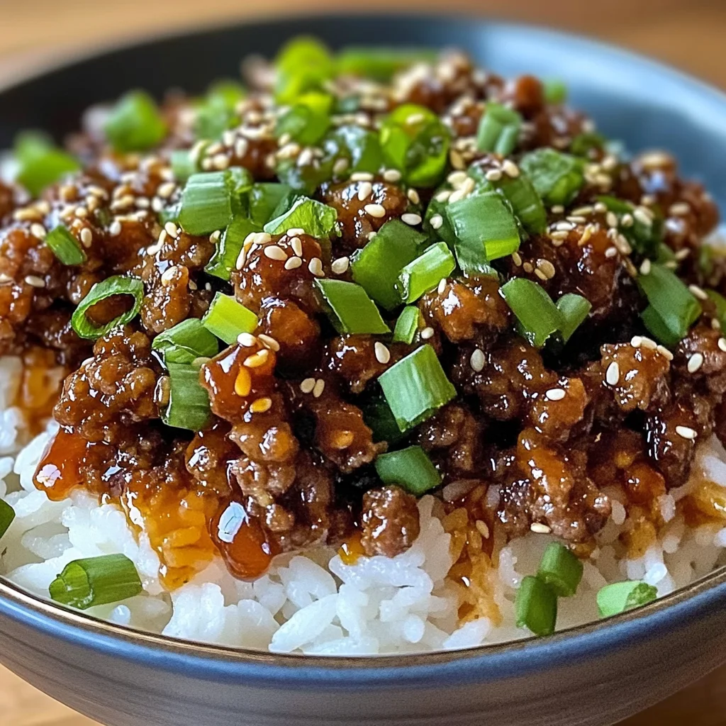 Crispy Honey Garlic Ground Beef Rice Bowl