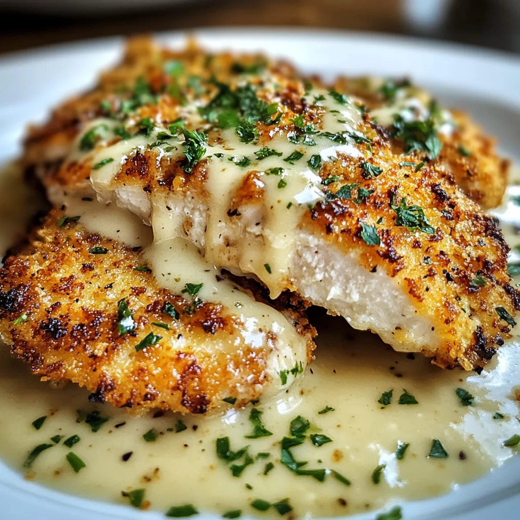 Crispy Parmesan Chicken with Garlic Sauce