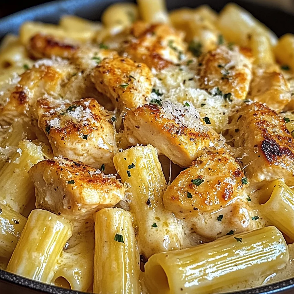 Garlic Butter Chicken Rigatoni with Parmesan