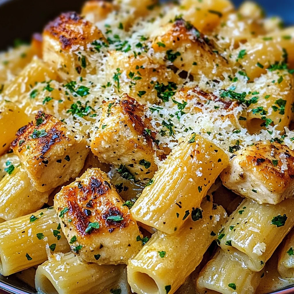Garlic Butter Chicken with Rigatoni and Parmesan