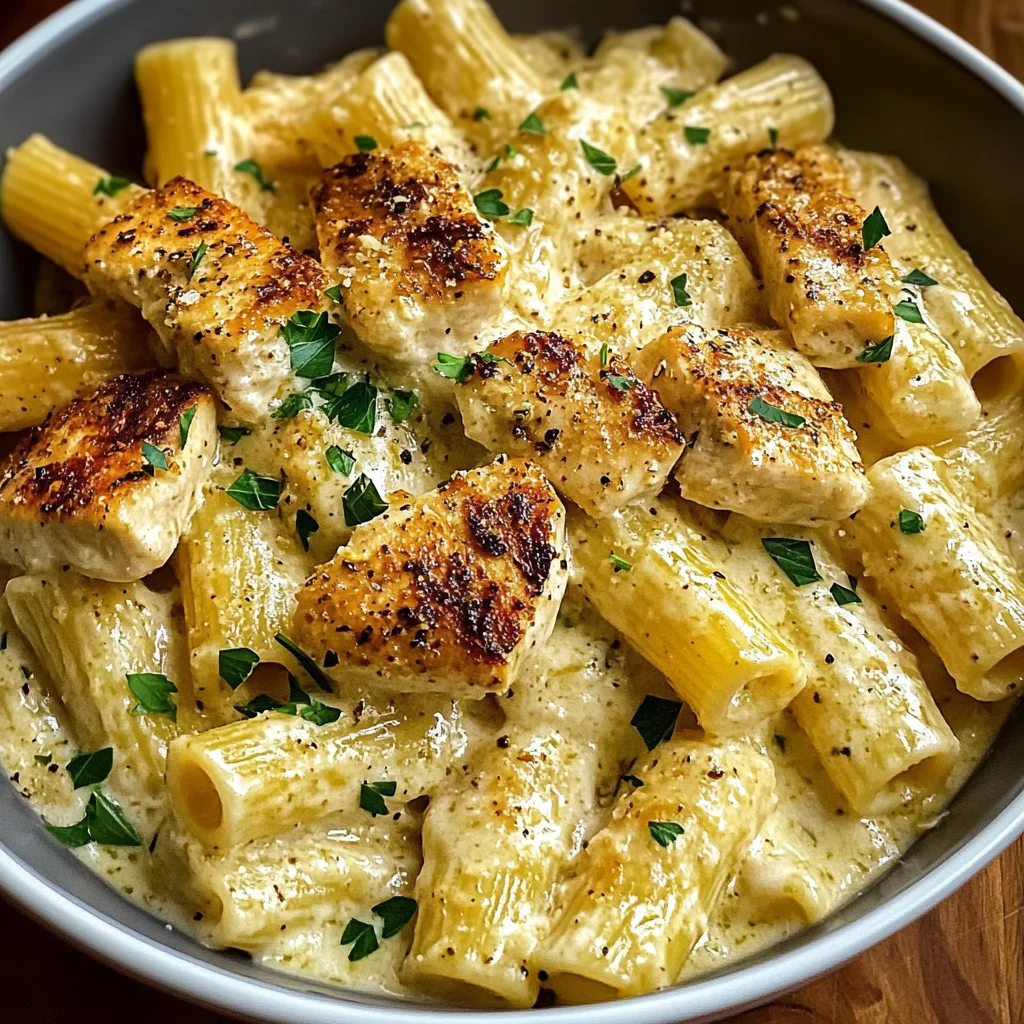 Garlic Parmesan Chicken Rigatoni - Easy Weeknight Dinner