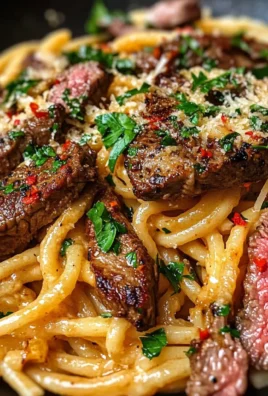 One-Skillet Spicy Garlic Butter Parmesan Steak Pasta