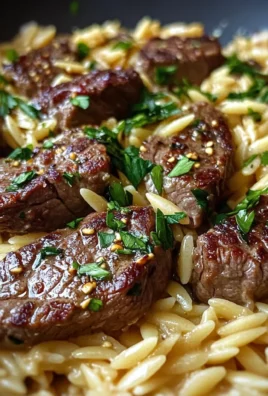 One Pot Creamy Garlic Butter Steak Orzo