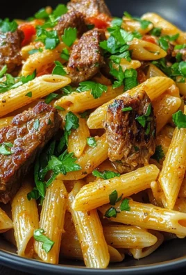One Skillet Spicy Cajun Steak Bites Pasta