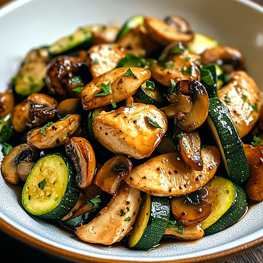 Savory Easy Zucchini Mushroom Chicken Stir Fry in 20 Minutes