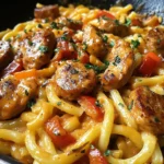 Skillet Creamy Spicy Cajun Chicken & Sausage Pasta