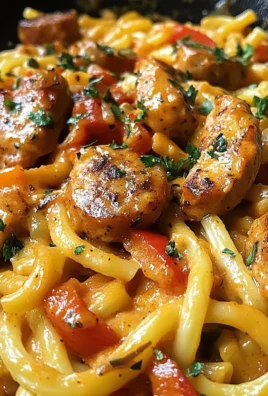 Skillet Creamy Spicy Cajun Chicken & Sausage Pasta