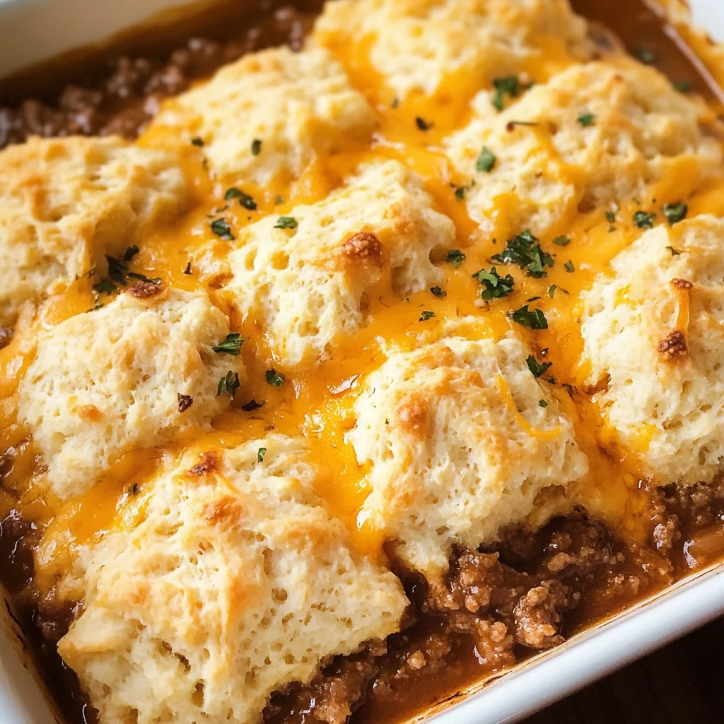 Sloppy Joe Cheddar Bay Biscuit Casserole