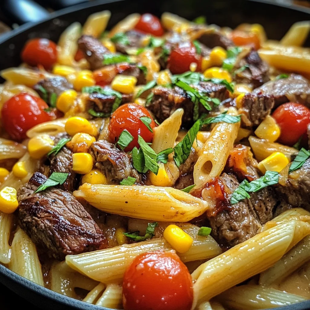Smoky BBQ Ranch Steak Pasta Skillet