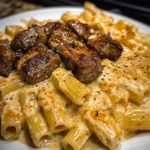 Cajun Garlic Butter Beef with Creamy Velveeta Rigatoni