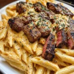 Cajun Garlic Butter Steak Tips with Cheesy Parmesan Penne