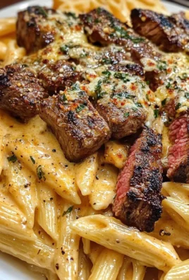 Cajun Garlic Butter Steak Tips with Cheesy Parmesan Penne