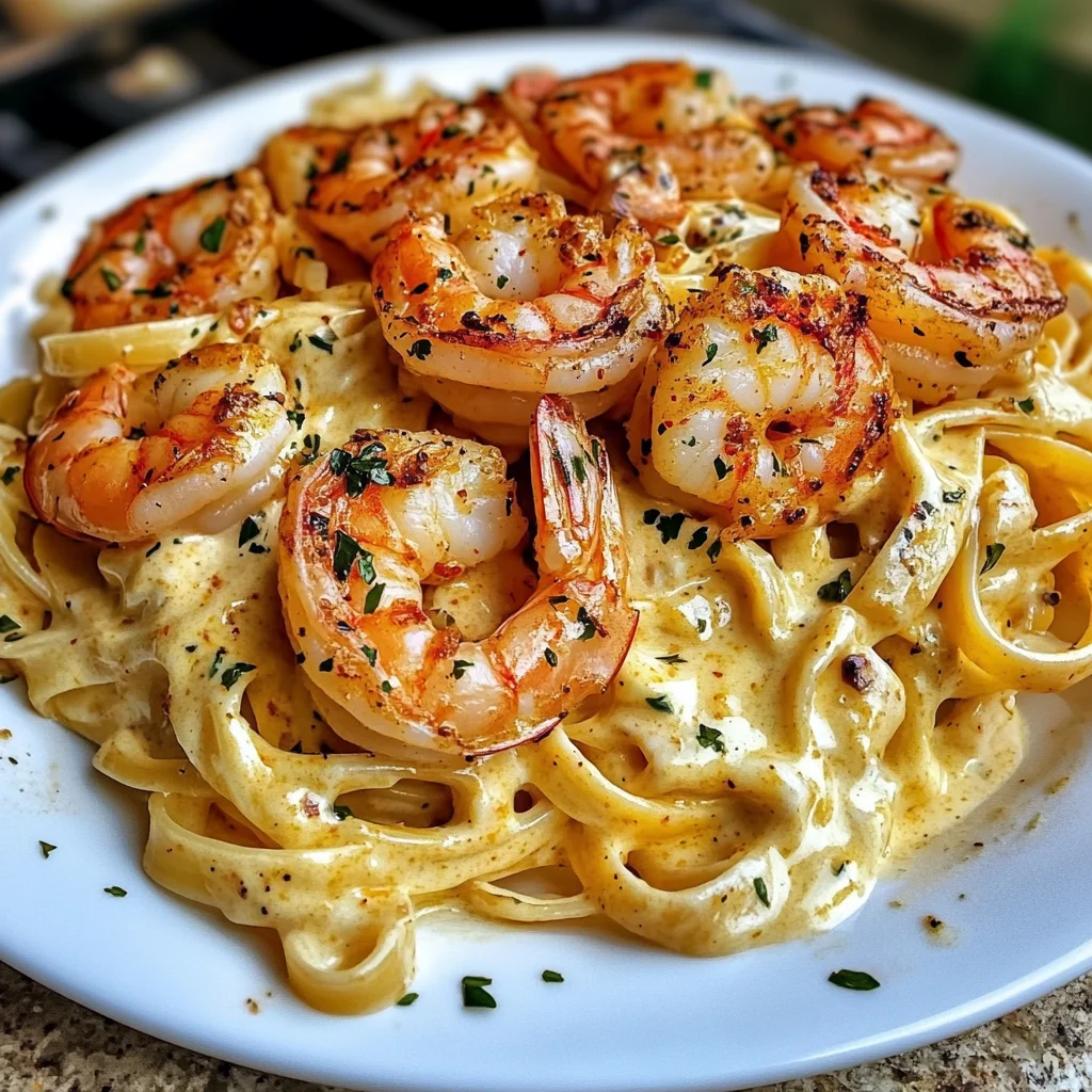 Cajun Garlic Shrimp with Creamy Cajun Alfredo Fettuccine