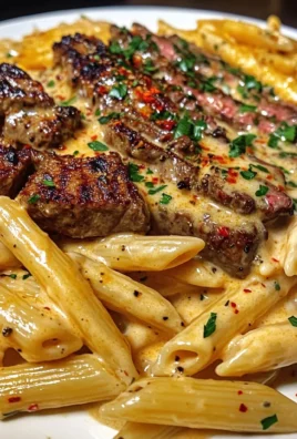 Cheesy Cajun Steak Penne Pasta with Cream Sauce