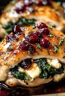 Cranberry & Spinach Stuffed Chicken Breasts with Honey-Balsamic Glaze