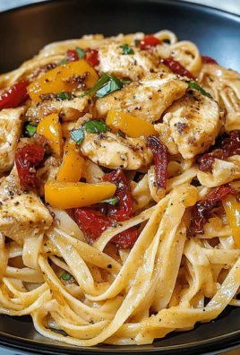Creamy Cajun Chicken Linguine with Peppers and Sun-Dried Tomatoes